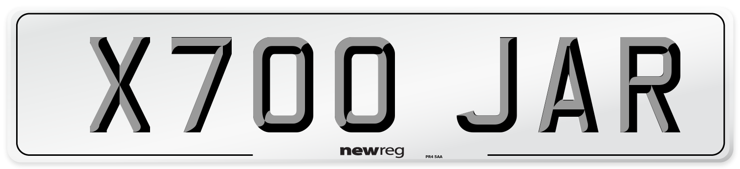 X700 JAR Number Plate from New Reg